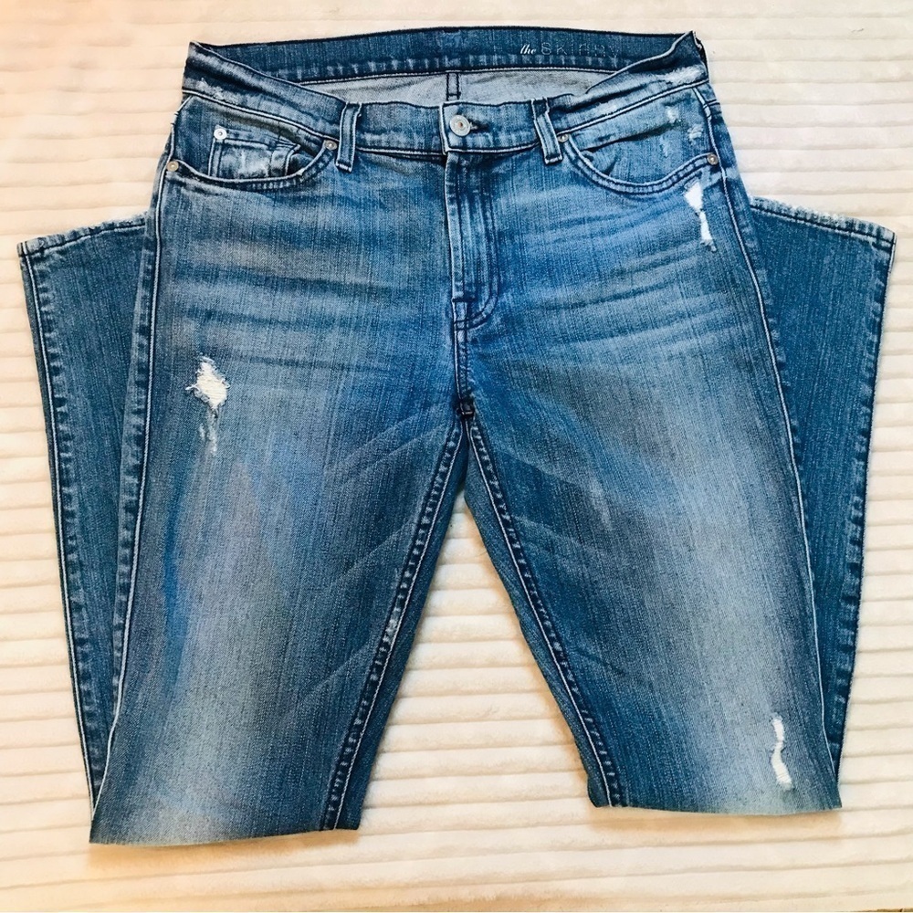 7Fam 7 For All Mankind Distressed Skinny Jeans Women’s size 30 10 medium - Picture 2 of 10